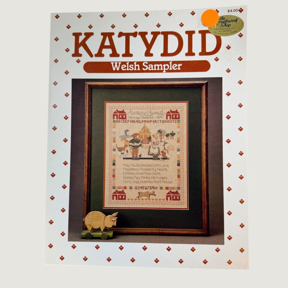 KatyDid Welsh Sampler Cross Stitch Pattern Family Blessing Sampler Vintage 1984